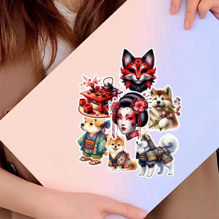 18 autocollants mignons de geisha japonaise pour journaux DIY, agendas, décorations d'ordinateurs portables, livres, planificateurs, impressions de haute qualité