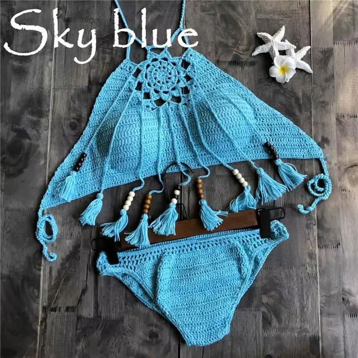 Women Knitted Swimwear Sexy Bikini 2pcs Swimsuit Female Push Up Brazilian Biquini Bathing Suit Thong Bather