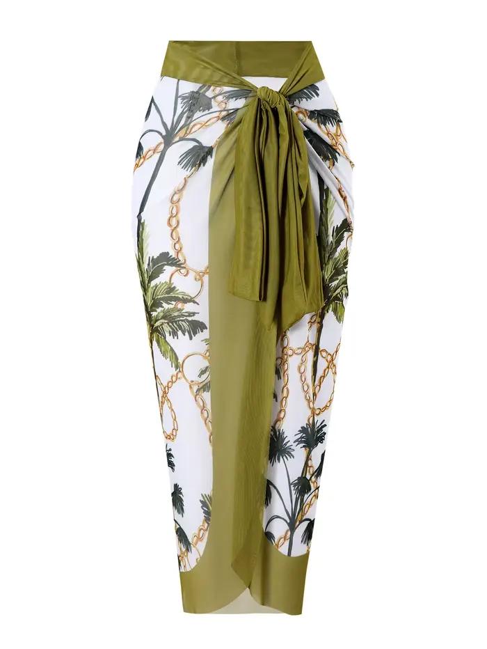 Ensemble de maillot de bain une pièce pour femme avec imprimé cocotier