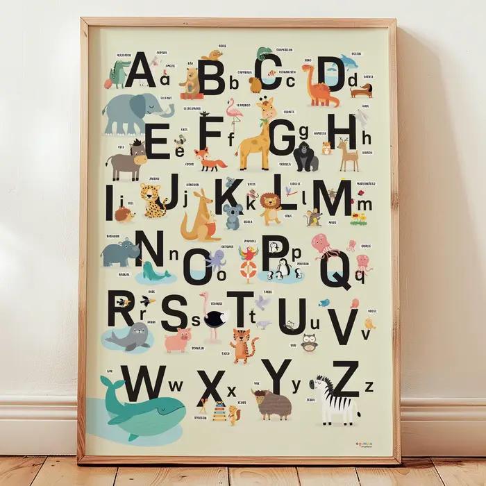 Tableau éducatif en toile pour l'apprentissage précoce des chiffres et de l'alphabet, affiche de cognition pour enfants, affiche d'apprentissage familial pour la salle de classe