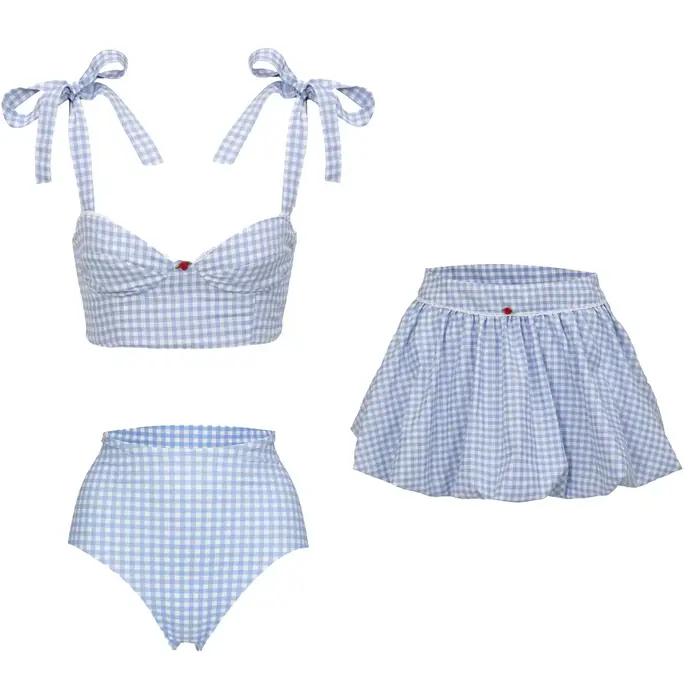 Maillot de bain sexy taille haute avec jupe