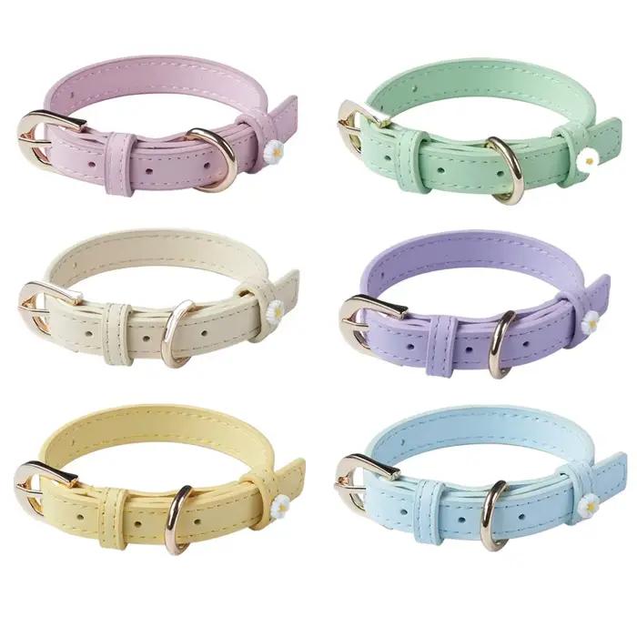 Collier en cuir PU pour animal de compagnie, accessoires mignons pour chien, ULde traction en alliage, boucle de cou pour chat, nounours et schnauzer, détruire et décorer