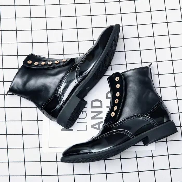 Mayba-Bottes mi-mollet en cuir pour hommes, faites à la main, haut, noir, vert, chaussures d'hiver, taille 38-46