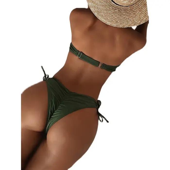 Bikini à volants solide maillot de bain Bandeau