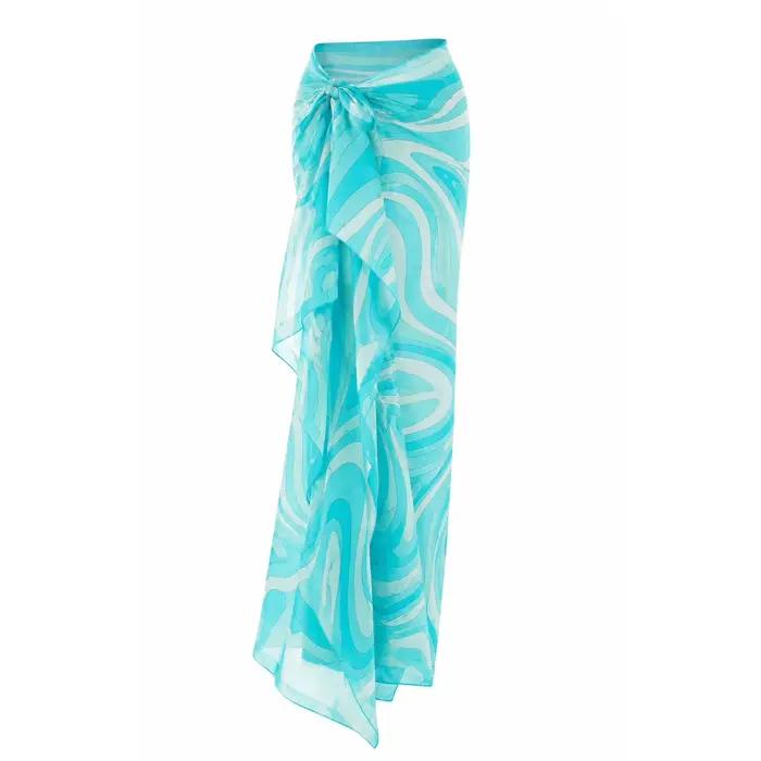 Maillot de bain une pièce à col en V profond avec jupe pour femme