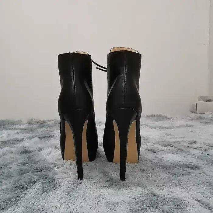 Femmes bottines talons aiguilles automne hiver bout rond pôle danse Sexy talons hauts pompes mode fermeture éclair à lacets femme chaussures grande taille