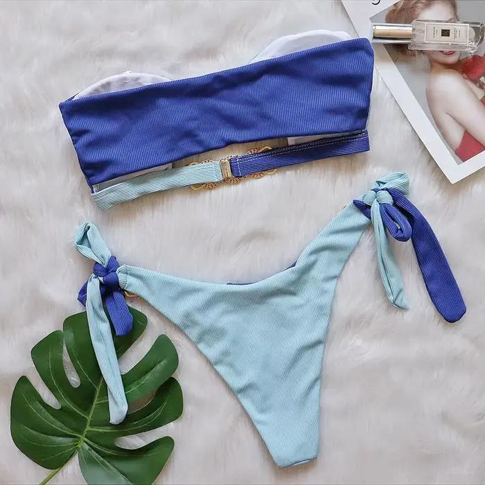 Luxuryt BanRibBikini-Maillot de bain en biscuits découpé pour femme