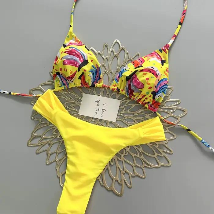 Maillot de bain imprimé style Spice Girl pour femmes, ensemble de bikinis, style de plage, couleurs vibrantes, confort élastique, durabilité exceptionnelle, idéal pour les vacances et les activités de plage