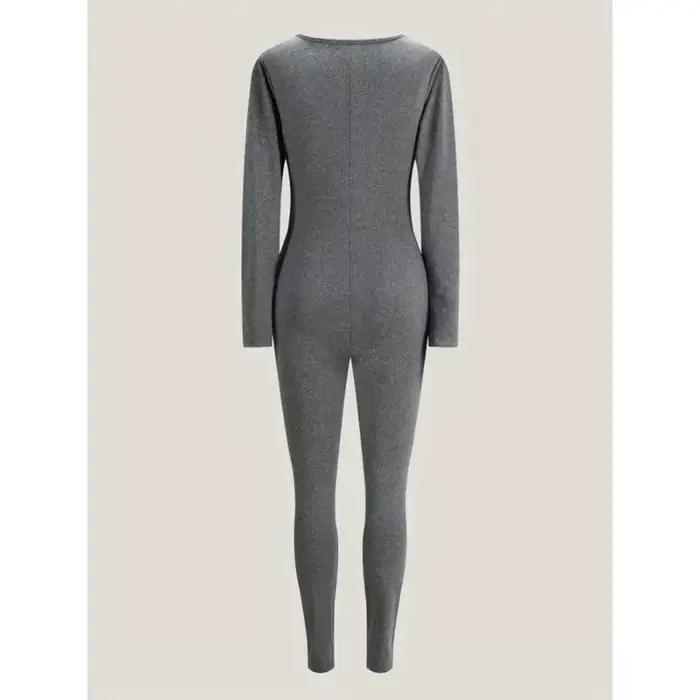 Grande taille 1XL-5XL nouvelles femmes Sexy sport combinaisons automne solide à manches longues moulante mode barboteuses