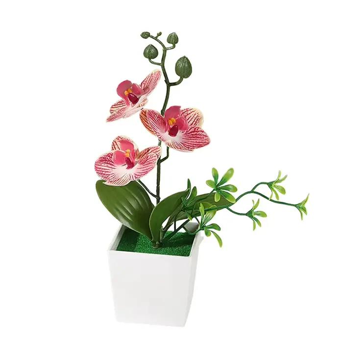 Fleurs artificielles de Phalaenopsis en pot pour une décoration élégante, magnifiquement détaillées et à faible entretien pour un plaisir durable