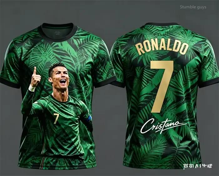 Maillot de football Ronaldo 7 pour hommes, t-shirt à manches courtes, vêtements de sport tendance, vêtements d'entraînement surdimensionnés, vêtements pour enfants