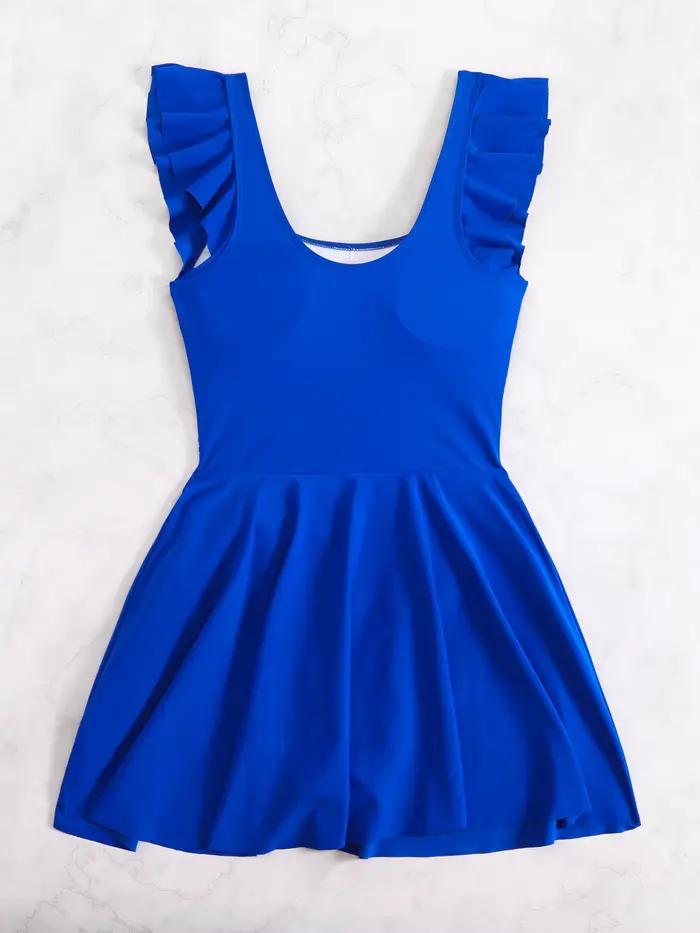 Maillot de bain une pièce à col à volants pour femmes