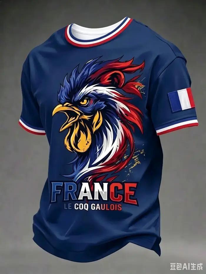 Maillot de football de l'équipe nationale de France, col en V, imprimé drapeau français, manches courtes, haut de sport pour supporter, assorti pour la famille 2026
