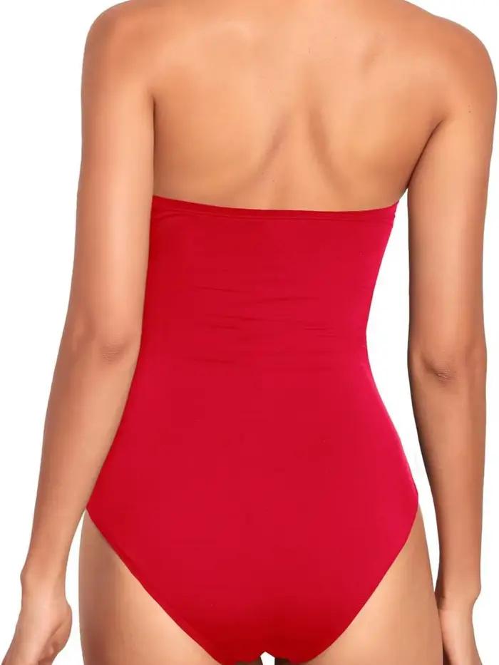 Sexy Bandeau une pièce maillot de bain 2025 femmes noir plissé minceur ventre contrôle maillots