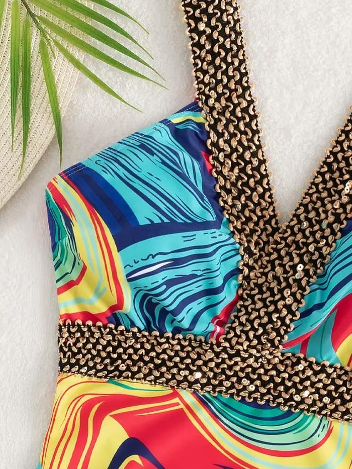 Vigoashely 2026 Maillot de bain une pièce sexy imprimé à bretelles pour femme