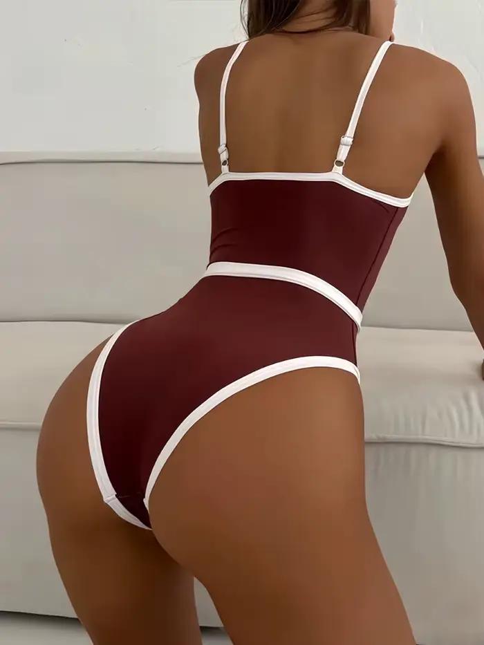 Maillot de bain une pièce sexy Vzvn Fashion patchwork coloré pour femmes ajusté toutes saisons vacances plage泳断