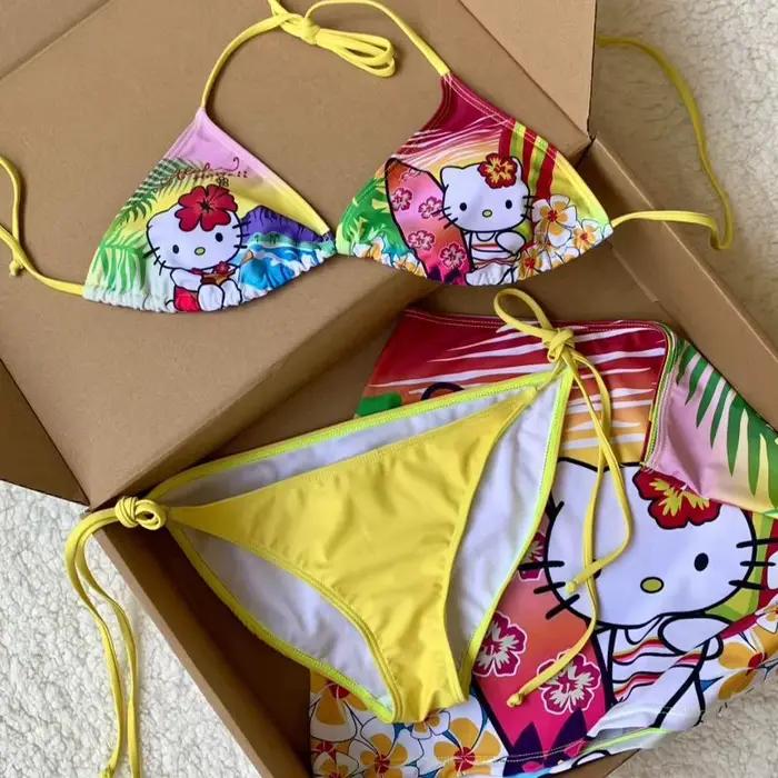 Maillot de bain Kawaii Hello Kitty Y2K pour filles