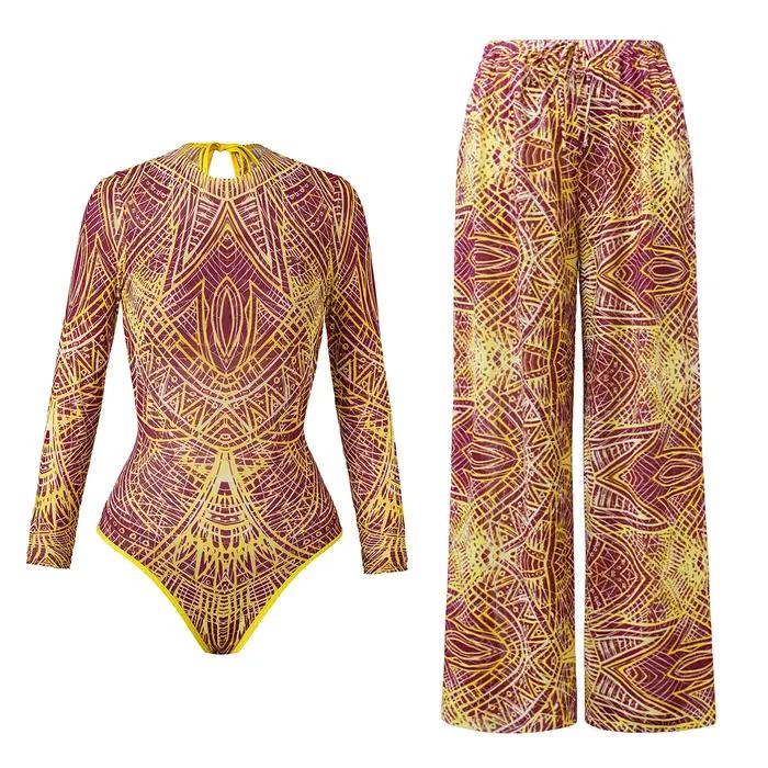 Maillot de bain en maille avec pantalon Long