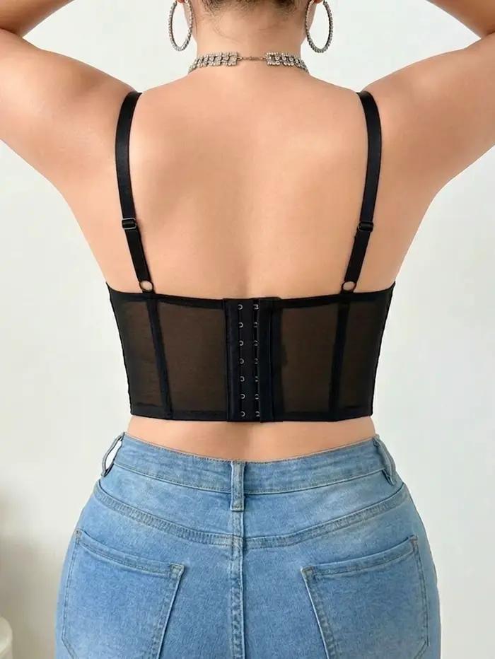 Soutien-gorge bustier en dentelle brodée florale grande taille – Push-up, effet ventre plat et corset antidérapant
