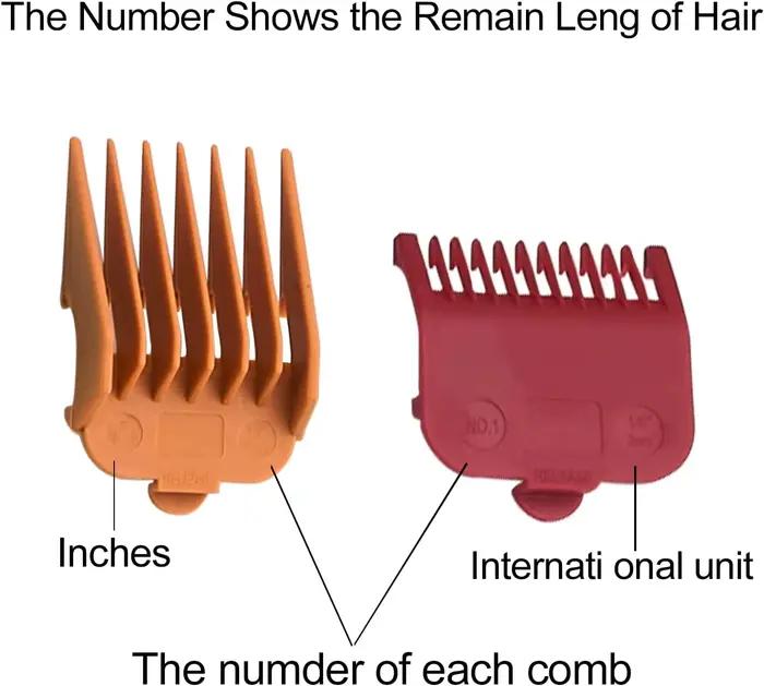 Lot de 10 accessoires de guidage professionnels pour tondeuse à cheveux - Peignes de 1/16' à 1', compatibles avec la plupart des tondeuses Wahl/Kemei/VGR