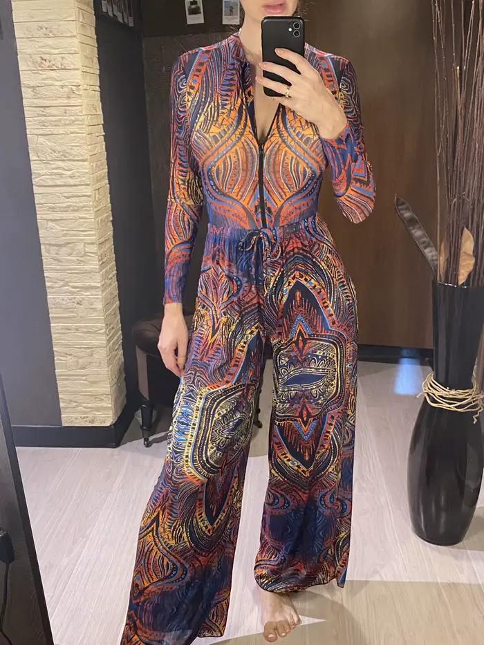 Maillot de bain imprimé à manches longues avec pantalon