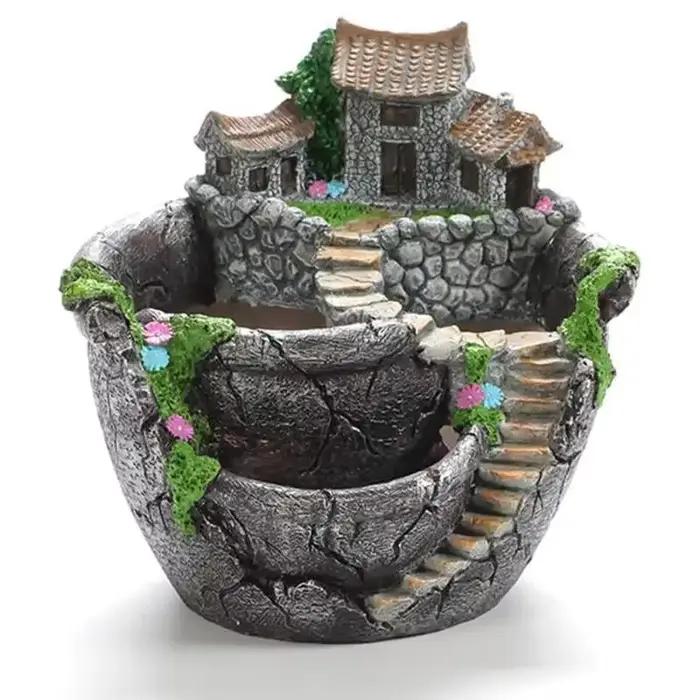 Pot de fleurs en résine pour plantes succulentes, support de bureau, décoration de jardin de maison, porte-plantes