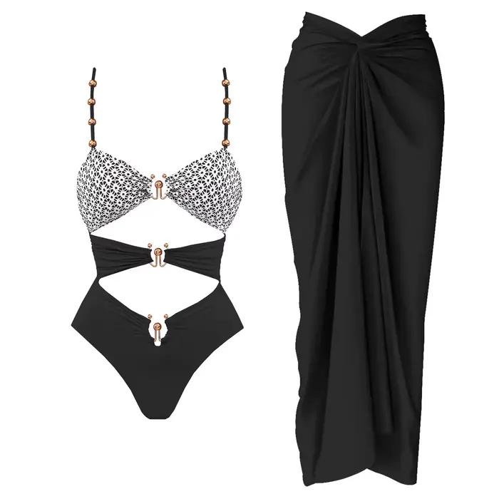 2 pièces maillot de bain creux avec couverture Sexy femmes maillots
