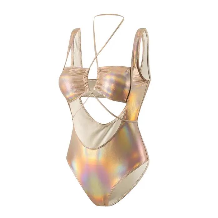 Maillot de bain une pièce à paillettes métalliques
