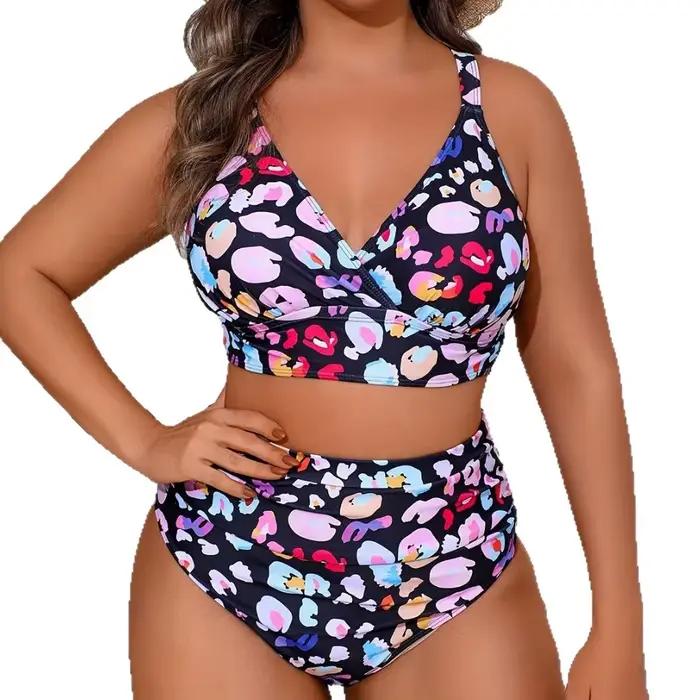 Maillot de bain grande taille taille haute pour femme