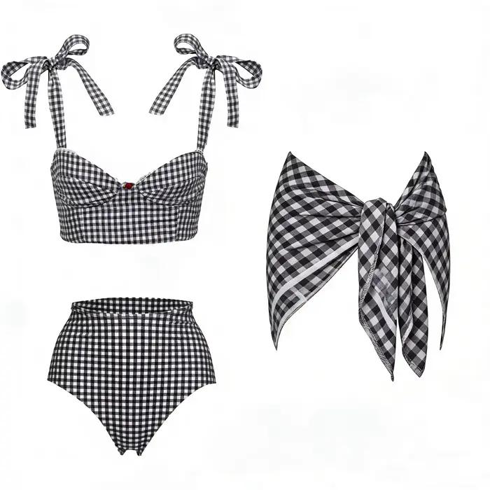 Maillot de bain sexy taille haute avec jupe