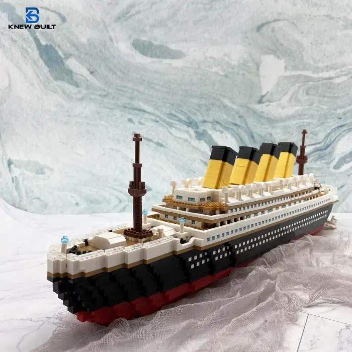 KNEW BUILT Blocs de construction de bateau en plastique Titanic 3D pour adultes, Micro Mini briques, Kits de jouets à assembler, bateau de croisière, cadeau pour enfants