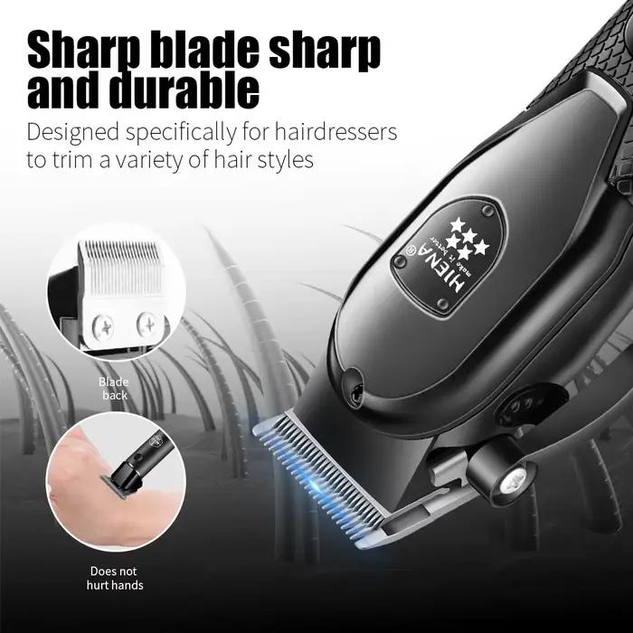 Kit de tondeuse à cheveux Hiena pour hommes, rasoir électrique, tondeuse à cheveux professionnelle, machine à couper les cheveux avec écran LCD numérique