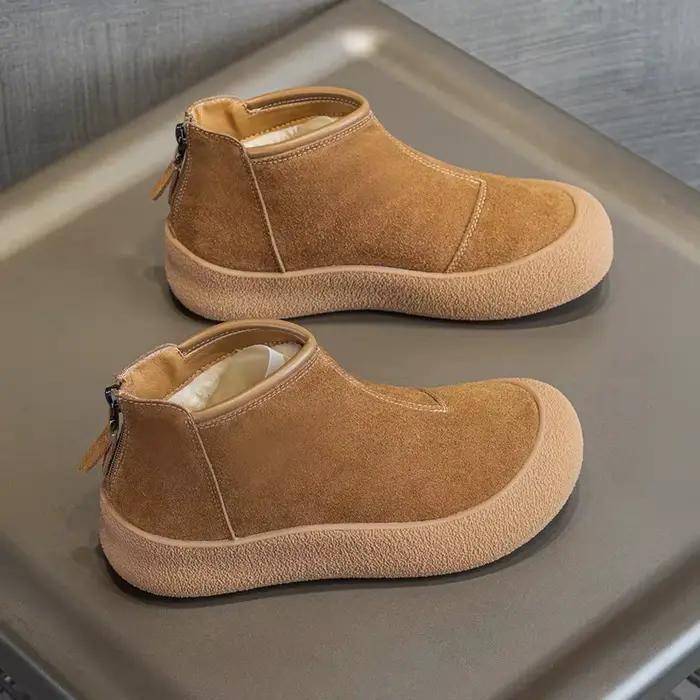 Bottes de neige femmes grande taille hiver en cuir véritable femmes chaussures courtes épaissi chaud bottes d'hiver femmes