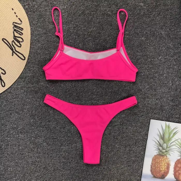 Bikini néon rose vif femme rembourré sexy à porter pour plage mariage vacances fête à la piscine spa sources chaudes sports nautiques quotidiens