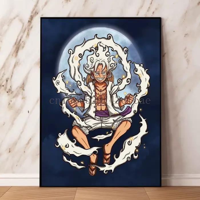 Papier peint Luffy Gear 5, une pièce, dessin animé classique, Art minimaliste passionné, décoration de la maison, peinture sur toile, affiches murales
