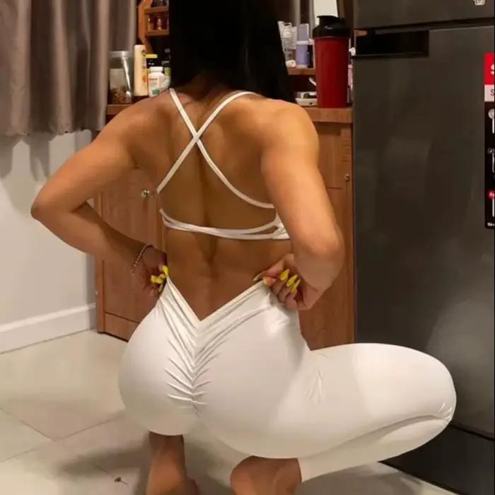Soutien-gorge de sport dos croisé pour femme, résistant aux chocs, froncé, sexy, pour la gym, la course, le yoga, l'extérieur, confortable, vêtement de fitness estival