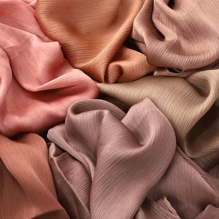 Écharpe Hijab en Satin Froissé pour Femme Musulmane, Châle en Mousseline de Soie, Uni, Respirant, Islam, Turban Plissé, Ramadan