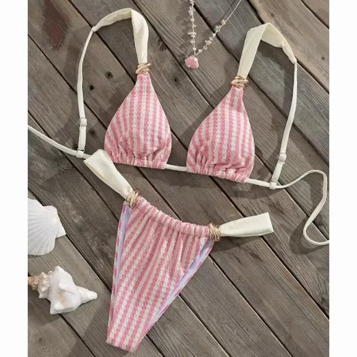 Maillot de bain bikini rayé pour femme