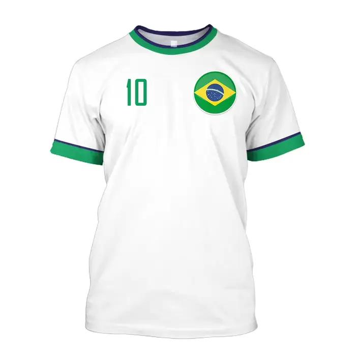 Maillot brésilien pour hommes, sélection de drapeau brésilien, chemise de l'équipe de Football, col rond, surdimensionné, en coton, manches courtes, vêtements pour hommes