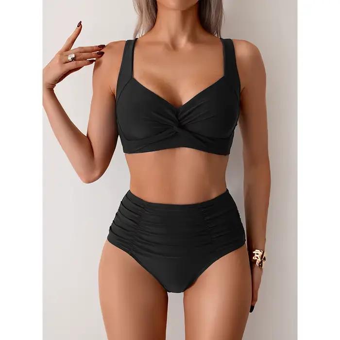 Taille haute Sexy Bikini ensemble Biquini maillots de bain femmes deux pièces maillot