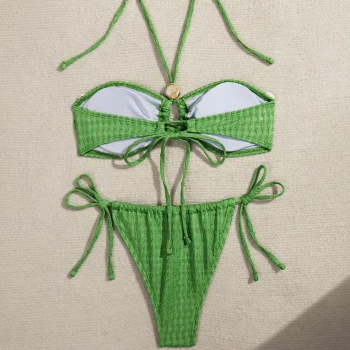 Ensemble de micro-bikini sexy 2026 pour femmes, bretelles croisées, ornement en coquillage, bikini deux pièces, maillot de bain de vacances, vêtements de bain occassions plage vacances fete piscine