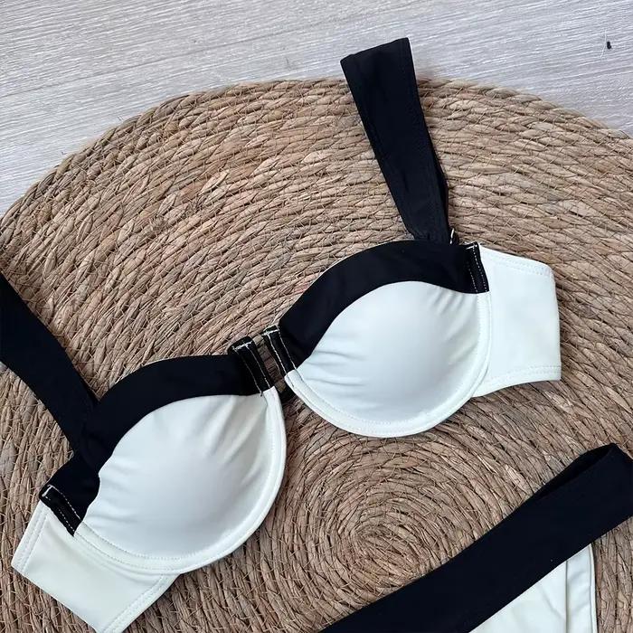 Bikini Polovedo 2024 pour femmes, maillot de bain deux pièces solide avec inserts en mousse, style jeune, coupe basse, nylon et Térilène, idéal pour les voyages de vacances et les journées de plage