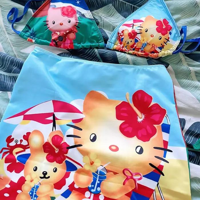 Maillot de bain Kawaii Hello Kitty Y2K pour filles