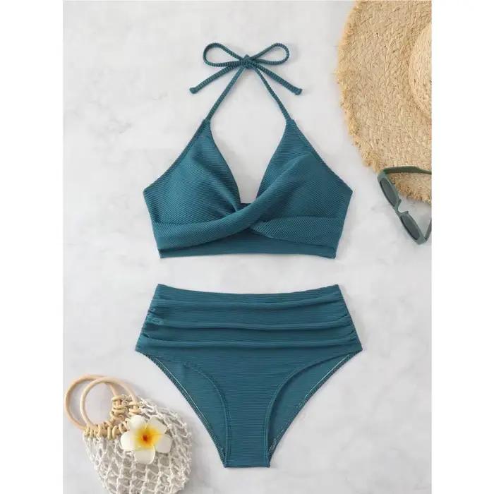 Maillot de bain noir femme taille haute effet ventre plat