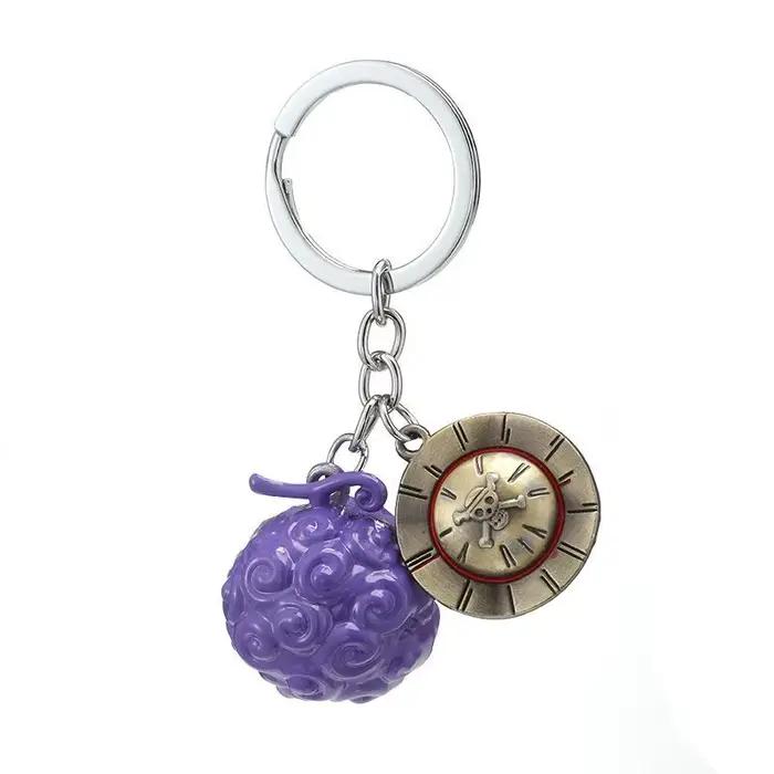 Porte-clés One Piece Trafalgar Law Fruit du Diable, mignon style dessin animé, pendentif 2D personnalisé pour couple, accessoire d'animation, vente en gros