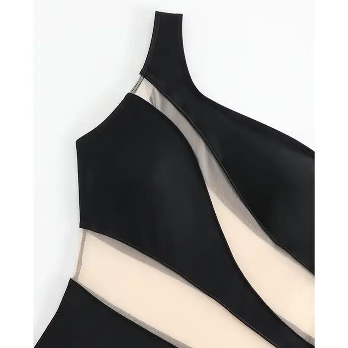 Maillot de bain une épaule patchwork femme sexy voir à travers occassions plage vacances泳形