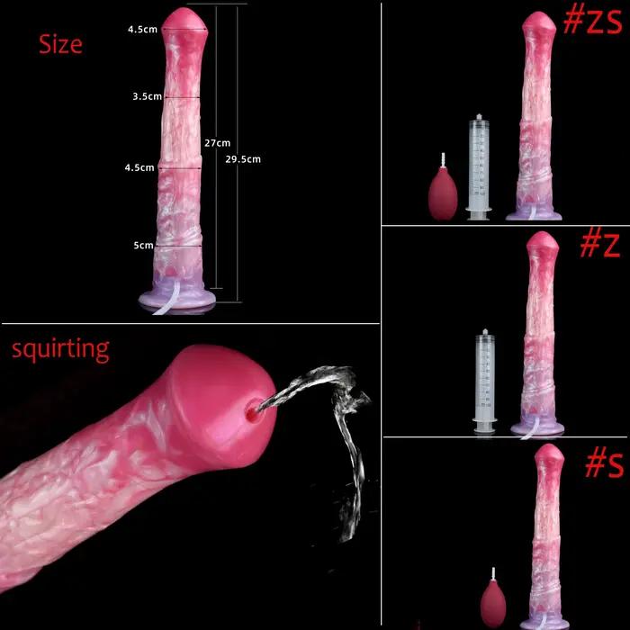 ELKKOST 3 taille S M L Long Silicone fantaisie écureuil cheval gode avec ventouse éjaculation pénis jouets sexuels pour femmes hommes