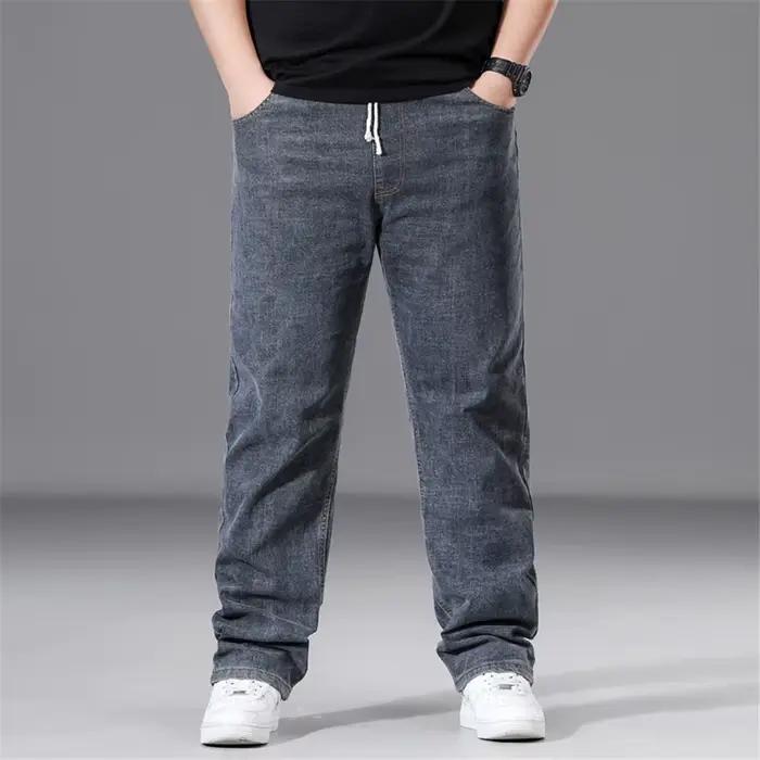 Jean pour Homme en Denim de Couleur Unie, Pantalon Droit, Baggy, Décontracté, à la Mode, Taille artificiel astique, 8XL