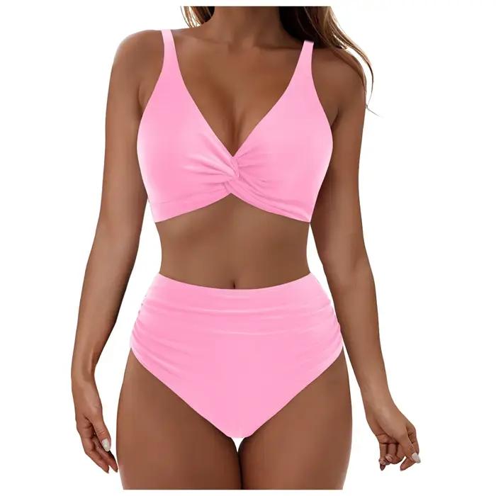 Ensemble Bikini Taille Haute Femme Style Élégant Pour Contrôle du Ventre Plage Piscine Activités Aquatiques Occasions Spéciales