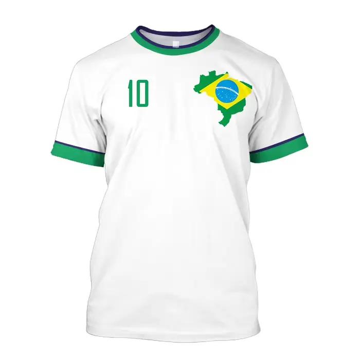 Maillot brésilien pour hommes, sélection de drapeau brésilien, chemise de l'équipe de Football, col rond, surdimensionné, en coton, manches courtes, vêtements pour hommes